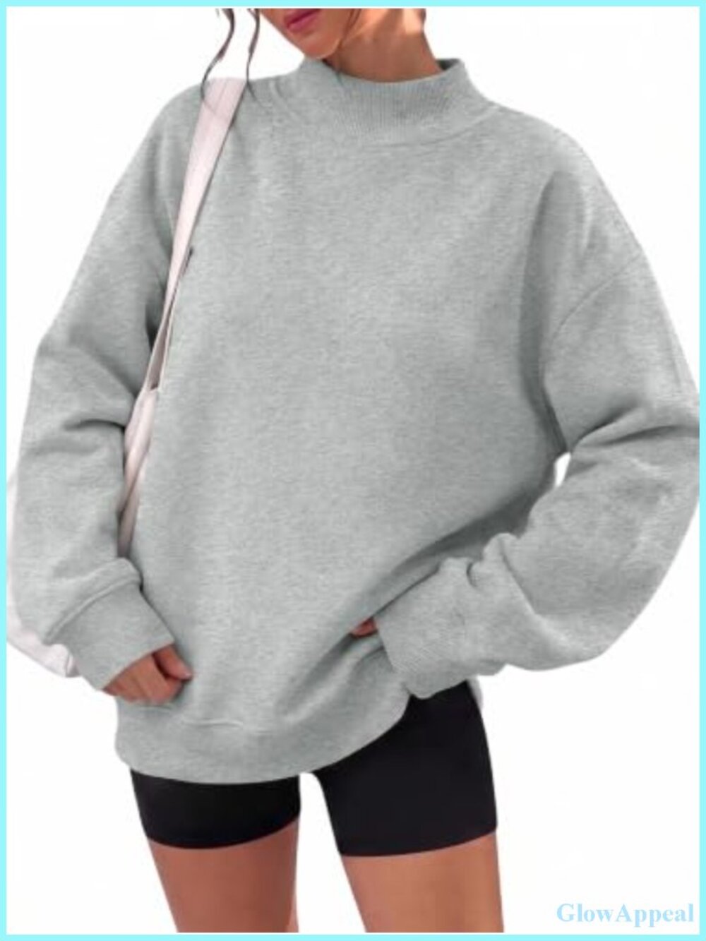 Mock Neck Pullover Sweatshirt Long Sleeve Oversized Fleece Lined